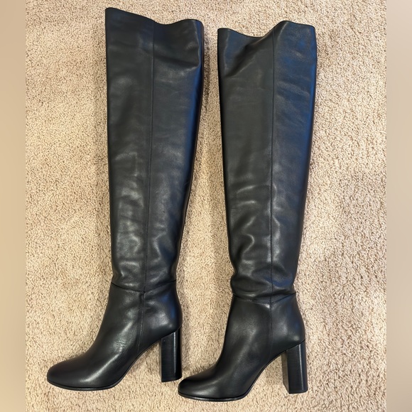 NWT Maje Over The Knee Fold Leather Boots Black - Picture 3 of 8